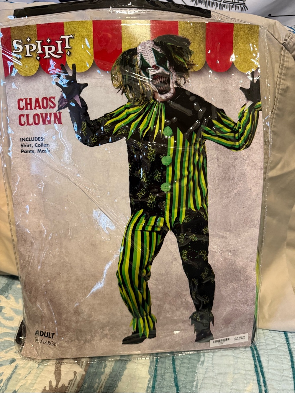 Spirit Chaos Clown Costume - Black & Neon Green